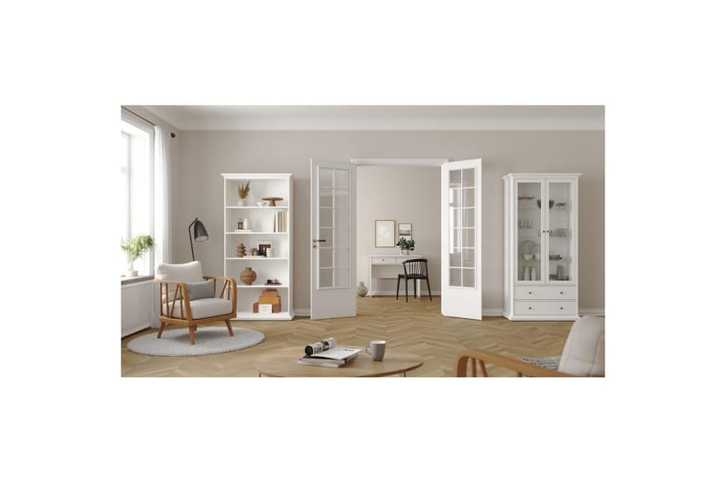 Shoiba Vitrineskab 96x201 cm - Hvid - Opbevaring - Skab - Vitrineskabe