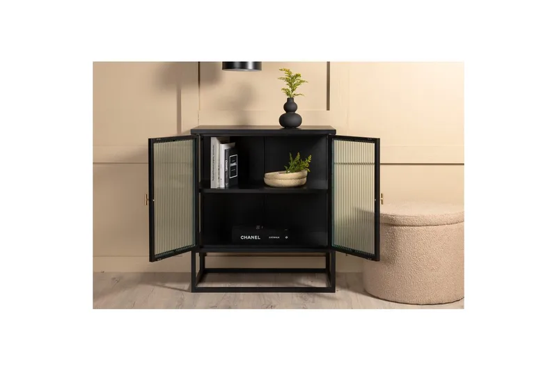 Skab Garis Lav Sort - Opbevaring - Skab - Vitrineskabe