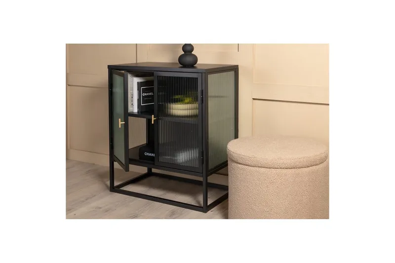 Skab Garis Lav Sort - Opbevaring - Skab - Vitrineskabe