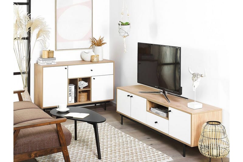 Germenata Skab 118x40 cm - Lyst Træ/Hvid - Opbevaring - Skab - Skabe