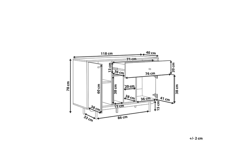 Germenata Skab 118x40 cm - Lyst Træ/Hvid - Opbevaring - Skab - Skabe