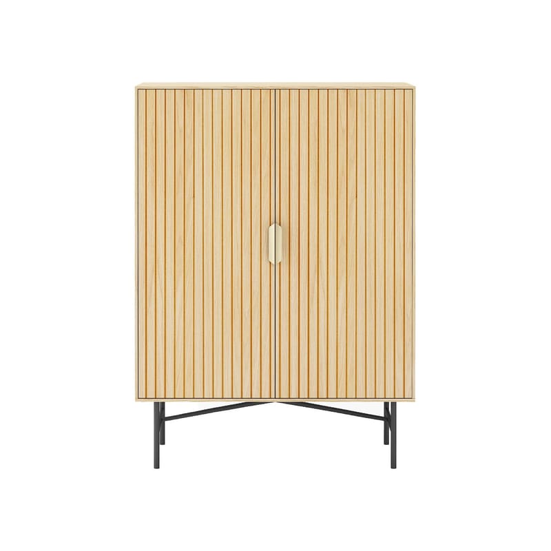Skab HOME4YOU Bassel 80x40x110 cm 3D melamin - Lyst trædekor/sort/guld - Opbevaring - Skab - Skabe