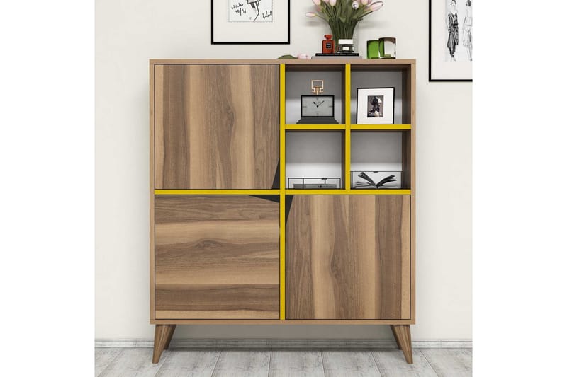 Hovdane Opbevaringsskab 100 cm, Brun / gul