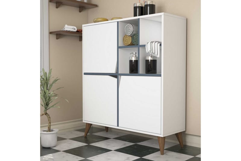 Hovdane Opbevaringsskab 100 cm, Hvid / Blå