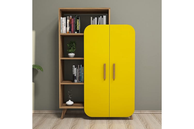 Hovdane Opbevaringsskab 90 cm, Brun / gul