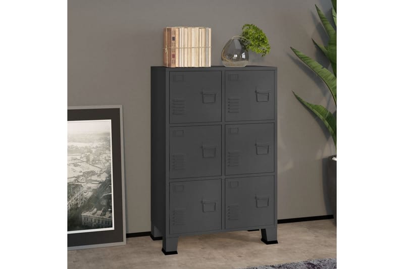 industrielt arkivskab 75x40x115 cm metal antracitgrå - Antracit - Opbevaring - Skab - Skabe