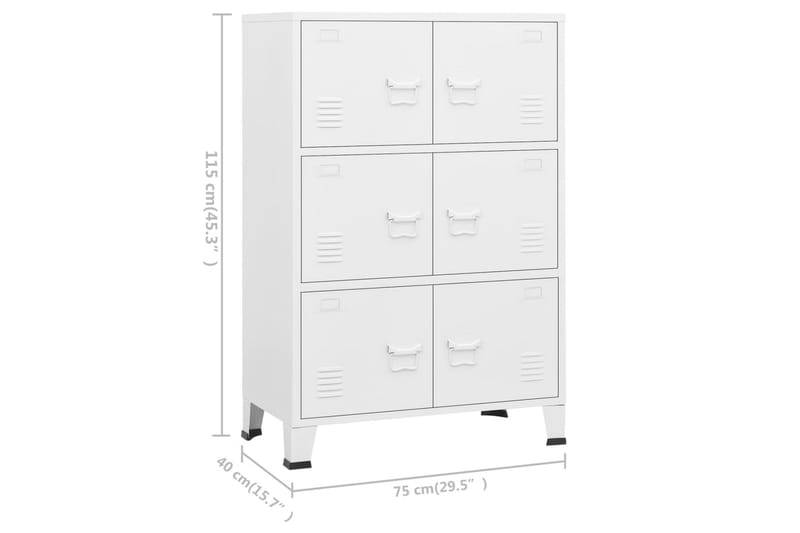 industrielt arkivskab 75x40x115 cm metal hvid - Hvid - Opbevaring - Skab - Skabe