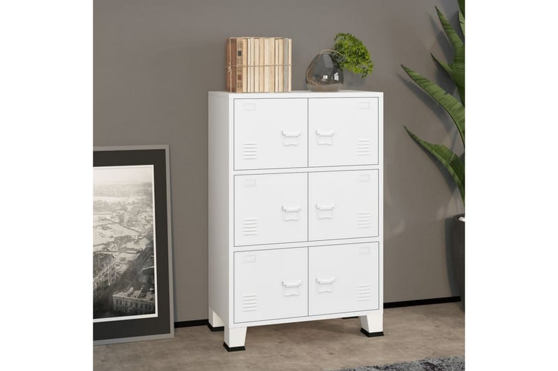 industrielt arkivskab 75x40x115 cm metal hvid - Hvid - Opbevaring - Skab - Skabe