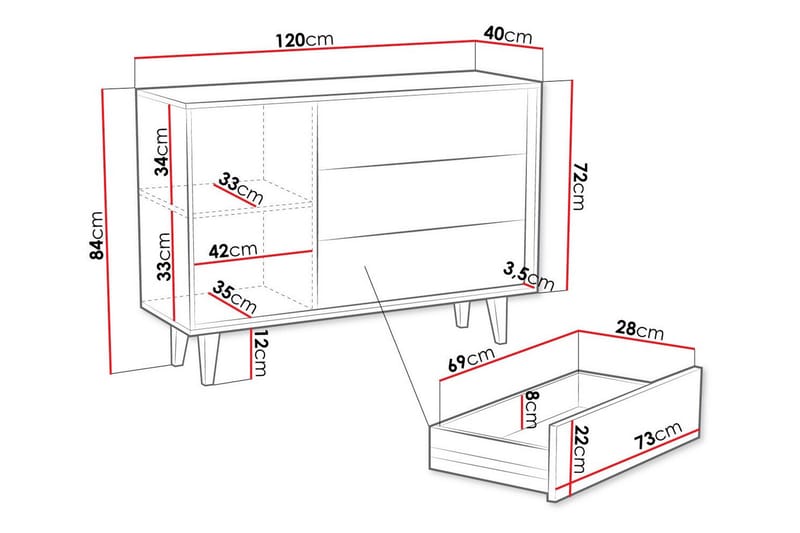 Kintore Highboard - Brun - Opbevaring - Skab - Skabe