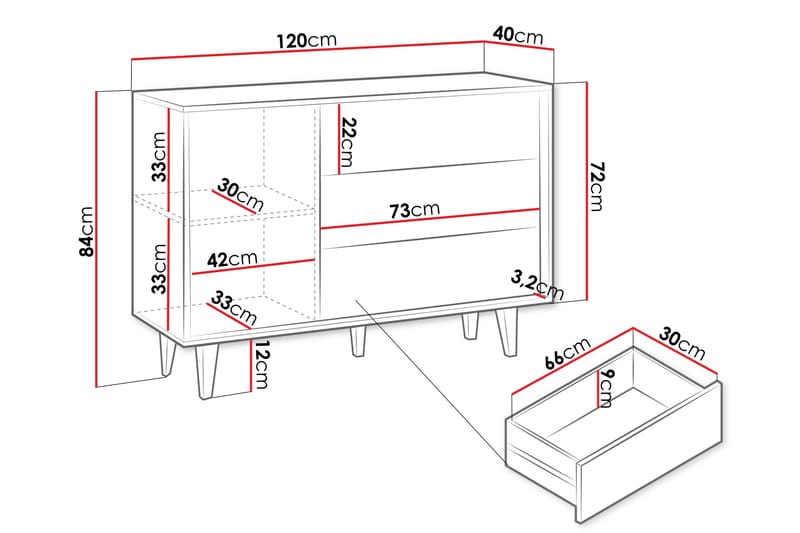 Kintore Highboard - Brun - Opbevaring - Skab - Skabe