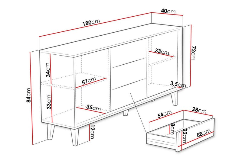 Kintore Highboard - Brun - Opbevaring - Skab - Skabe