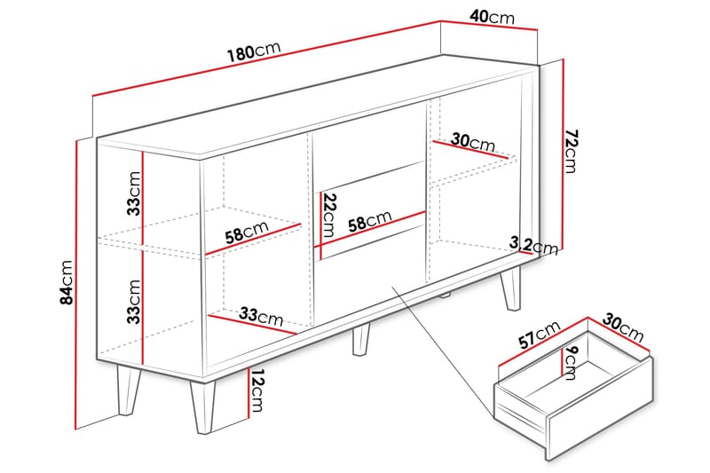 Kintore Highboard - Brun - Opbevaring - Skab - Skabe