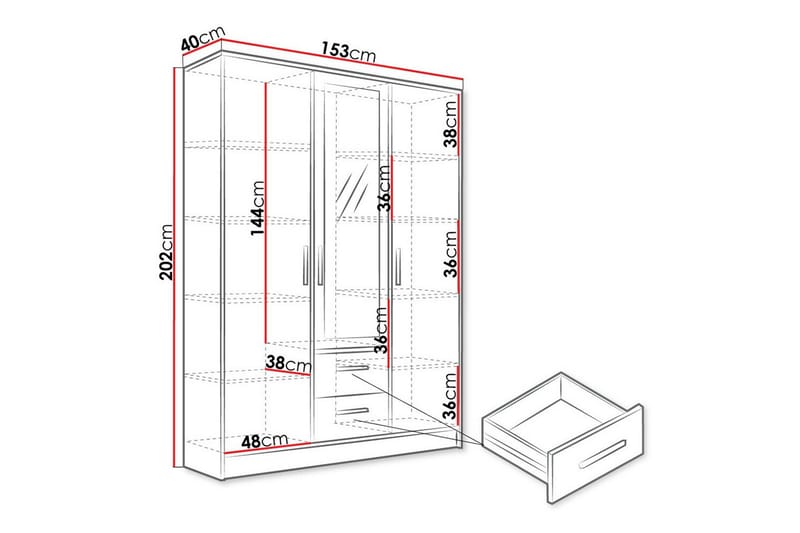 Kintore Highboard - Hvid - Opbevaring - Skab - Skabe