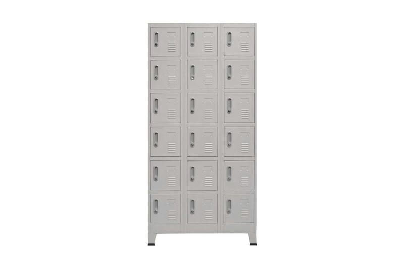 Metalskab Med 18 Rum 90 X 40 X 180 Cm - Grå - Opbevaring - Skab - Skabe - Omklædningsskabe