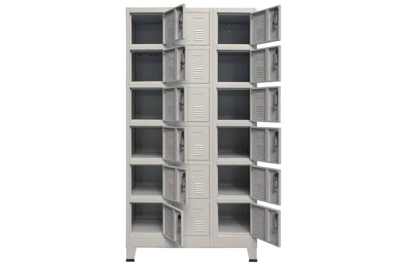 Metalskab Med 18 Rum 90 X 40 X 180 Cm - Grå - Opbevaring - Skab - Skabe - Omklædningsskabe