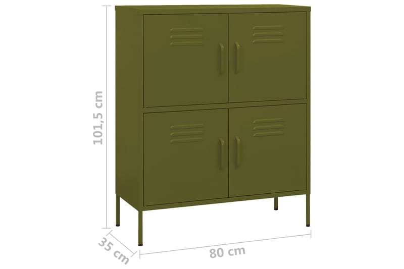 opbevaringsskab 80x35x101,5 cm stål olivengrøn - Grøn - Omklædningsskabe