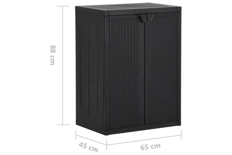 opbevaringsskab til haven 65x45x88 cm PP sort - Sort - Opbevaring - Skab - Skabe - Omklædningsskabe