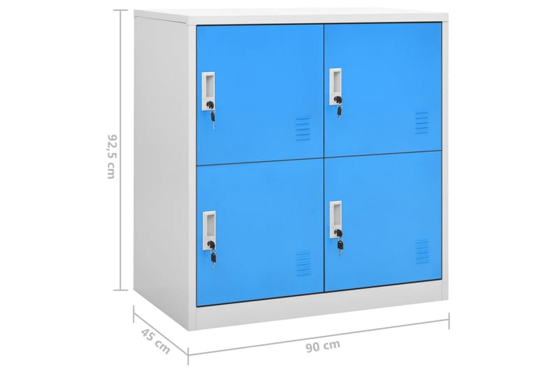 skab 90x45x92,5 cm stål lysegrå og blå - Grå - Omklædningsskabe