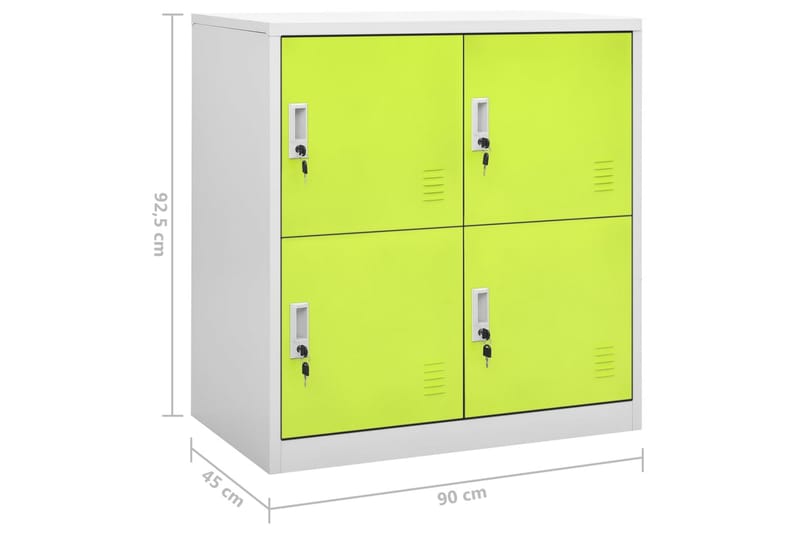 skab 90x45x92,5 cm stål lysegrå og grøn - Grå - Opbevaring - Skab - Skabe - Omklædningsskabe