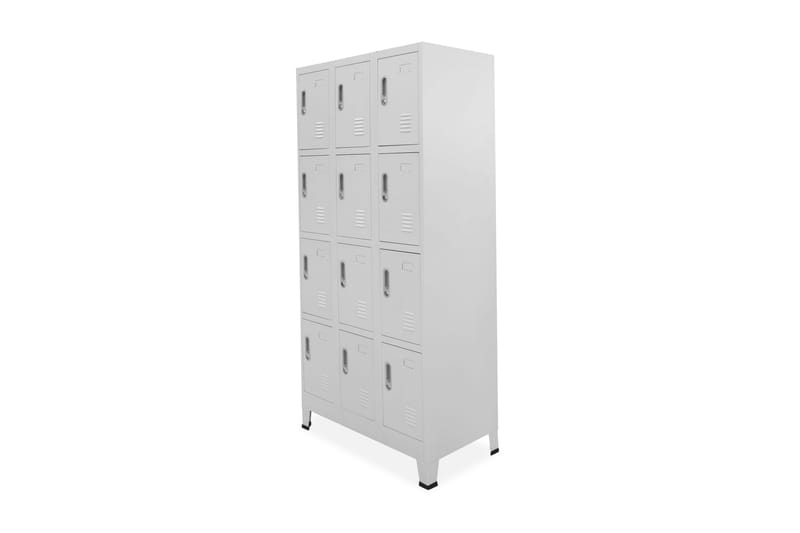 Skab Med 12 Rum 90 X 45 X 180 Cm - Grå - Opbevaring - Skab - Skabe - Omklædningsskabe