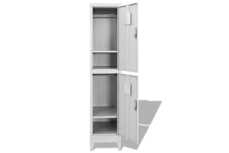 Skab Med 2 Rum Med Lås 38 X 45 X 180 Cm - Grå - Opbevaring - Skab - Skabe - Omklædningsskabe