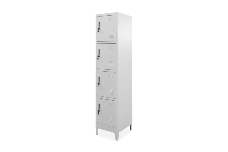 Skab Med 4 Rum Med Lås 38 X 45 X 180 Cm - Grå - Opbevaring - Skab - Skabe - Omklædningsskabe