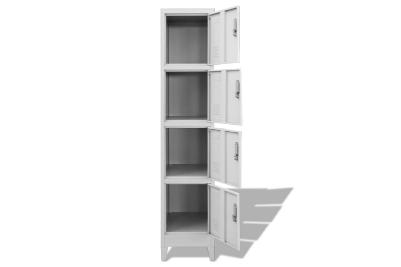 Skab Med 4 Rum Med Lås 38 X 45 X 180 Cm - Grå - Opbevaring - Skab - Skabe - Omklædningsskabe