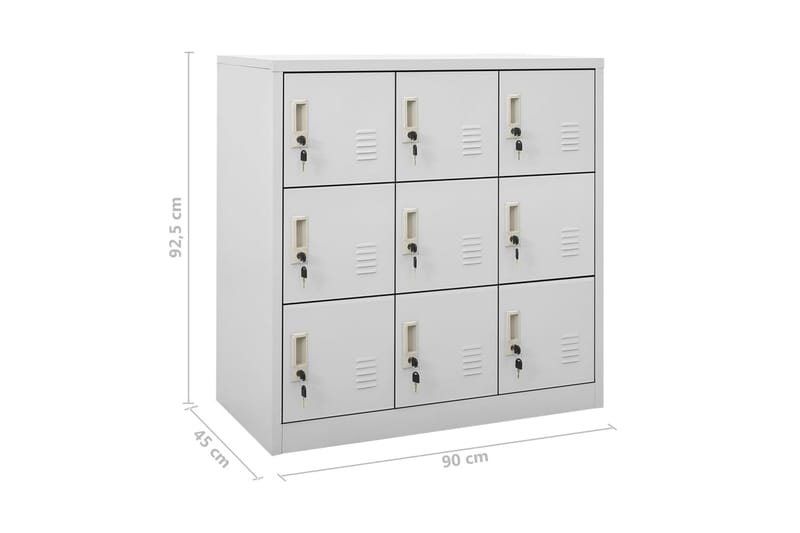 skabe 2 stk. 90x45x92,5 cm stål lysegrå - Grå - Opbevaring - Skab - Skabe - Omklædningsskabe