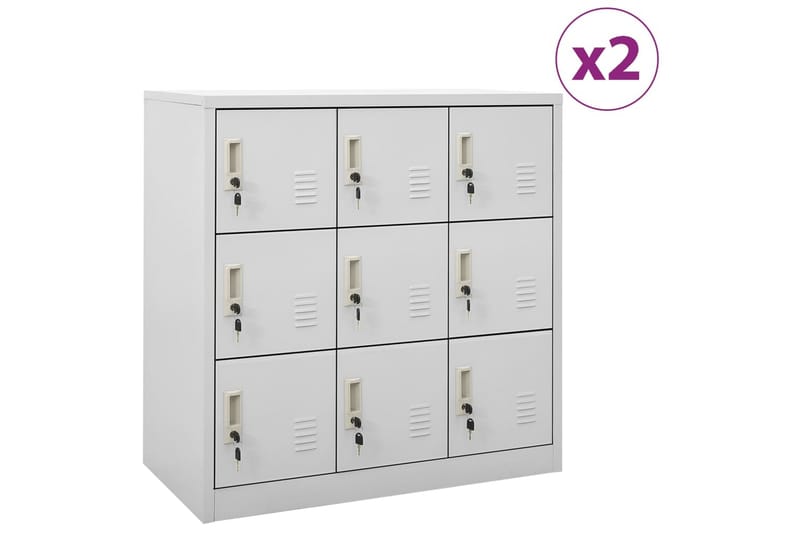 skabe 2 stk. 90x45x92,5 cm stål lysegrå - Grå - Opbevaring - Skab - Skabe - Omklædningsskabe