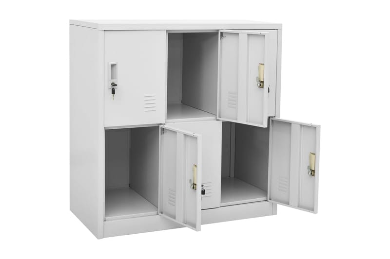 skabe 5 stk. 90x45x92,5 cm stål lysegrå - Grå - Opbevaring - Skab - Skabe - Omklædningsskabe