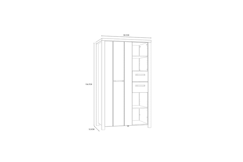 Konitsa Highboard 53x91 cm - Brun/Sort - Opbevaring - Skab - Skabe