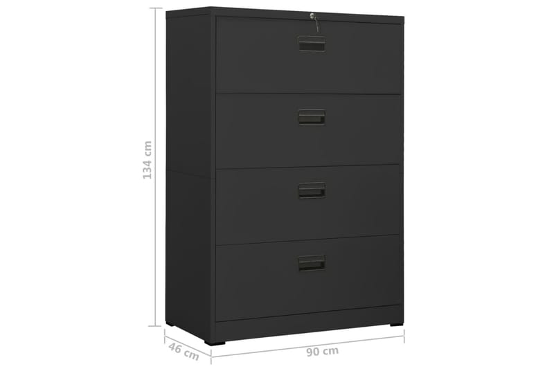 arkivskab 90x46x134 cm stål antracitgrå - Antracit - Opbevaring - Skab - Skabe - Kontorskab - Dokumentskab