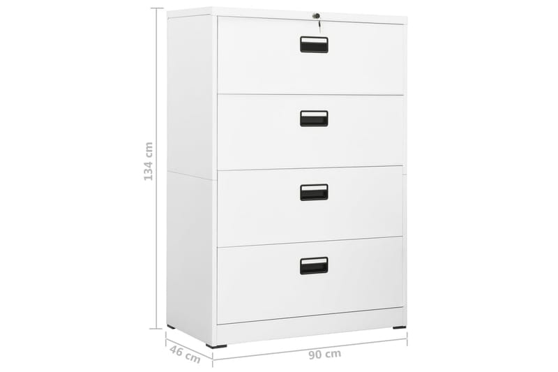 arkivskab 90x46x134 cm stål hvid - Hvid - Opbevaring - Skab - Skabe - Kontorskab - Dokumentskab