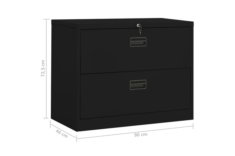 arkivskab 90x46x72,5 cm stål sort - Sort - Dokumentskab - Kontormøbler
