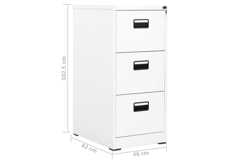 arkivskab 46x62x102,5 cm stål hvid - Hvid - Opbevaring - Skab - Skabe - Kontorskab - Dokumentskab