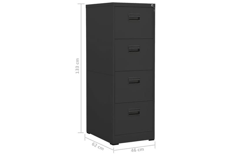 arkivskab 46x62x133 cm stål antracitgrå - Antracit - Opbevaring - Skab - Skabe - Kontorskab - Dokumentskab