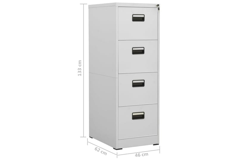 arkivskab 46x62x133 cm stål lysegrå - Grå - Opbevaring - Skab - Skabe - Kontorskab - Dokumentskab