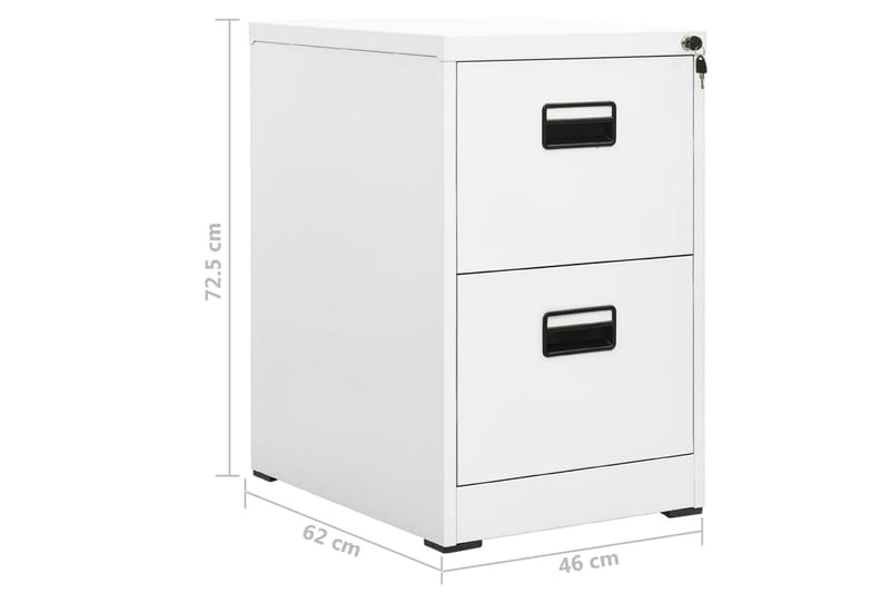 arkivskab 46x62x72,5 cm stål hvid - Hvid - Dokumentskab - Kontormøbler