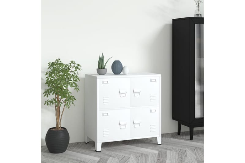 arkivskab 75x40x80 cm stål hvid - Hvid - Opbevaring - Skab - Skabe - Kontorskab - Dokumentskab