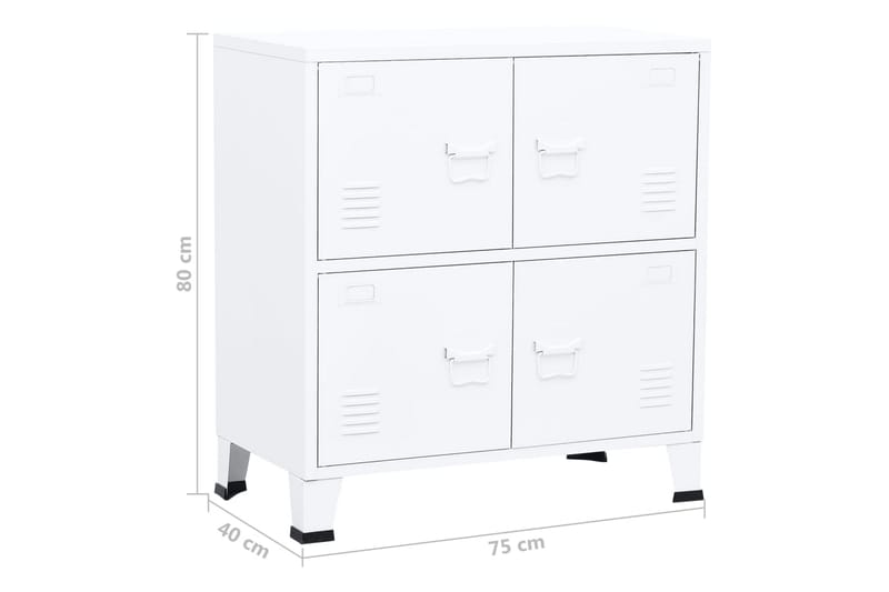 arkivskab 75x40x80 cm stål hvid - Hvid - Opbevaring - Skab - Skabe - Kontorskab - Dokumentskab