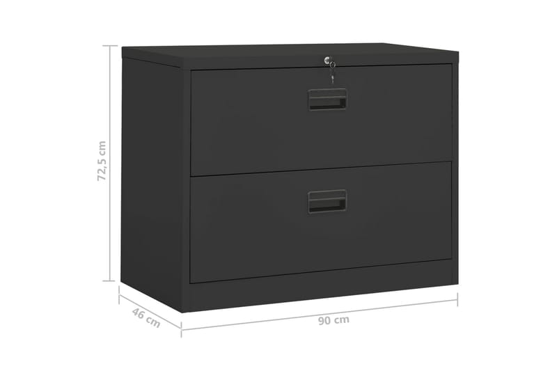 arkivskab 90x46x72,5 cm stål antracitgrå - Antracit - Dokumentskab - Kontormøbler