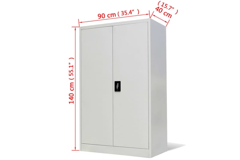 Kontorskab 90 X 40 X 140 Cm Stål Grå - Grå - Opbevaring - Skab - Skabe - Kontorskab - Dokumentskab