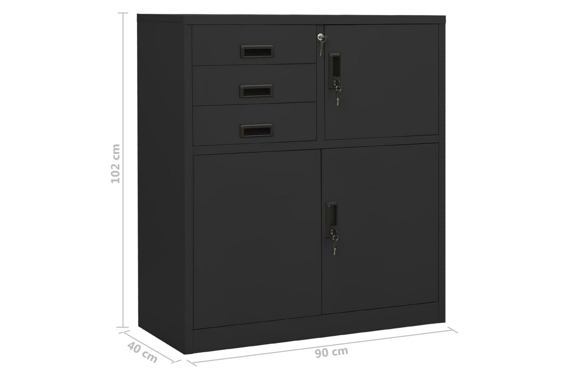kontorskab 90x40x102 cm stål antracitgrå - Antracit - Opbevaring - Skab - Skabe - Kontorskab - Dokumentskab