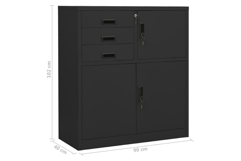 kontorskab 90x40x102 cm stål antracitgrå - Antracit - Opbevaring - Skab - Skabe - Kontorskab - Dokumentskab