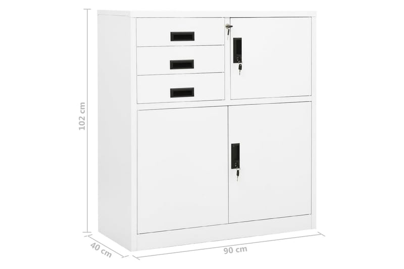 kontorskab 90x40x102 cm stål hvid - Hvid - Dokumentskab - Kontormøbler