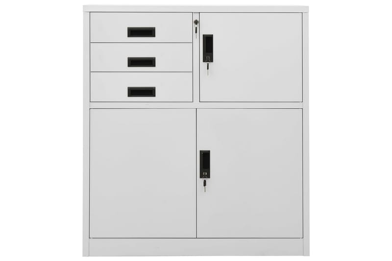 kontorskab 90x40x102 cm stål lysegrå - Grå - Opbevaring - Skab - Skabe - Kontorskab - Dokumentskab