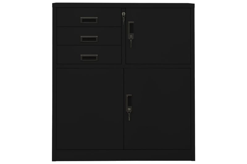 kontorskab 90x40x102 cm stål sort - Sort - Opbevaring - Skab - Skabe - Kontorskab - Dokumentskab