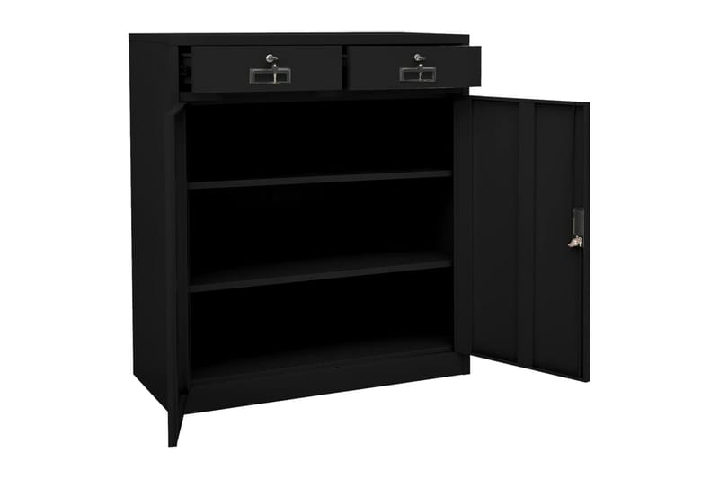kontorskab 90x40x102 cm stål sort - Sort - Opbevaring - Skab - Skabe - Kontorskab - Dokumentskab