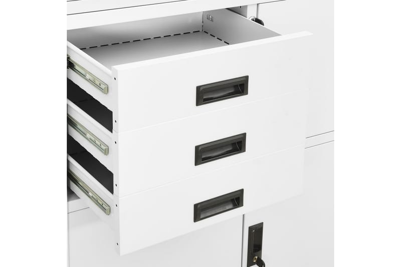 kontorskab 90x40x180 cm stål hvid - Hvid - Dokumentskab - Kontormøbler