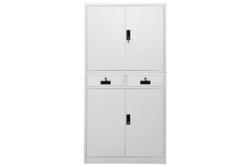 kontorskab 90x40x180 cm stål lysegrå - Grå - Opbevaring - Skab - Skabe - Kontorskab - Dokumentskab
